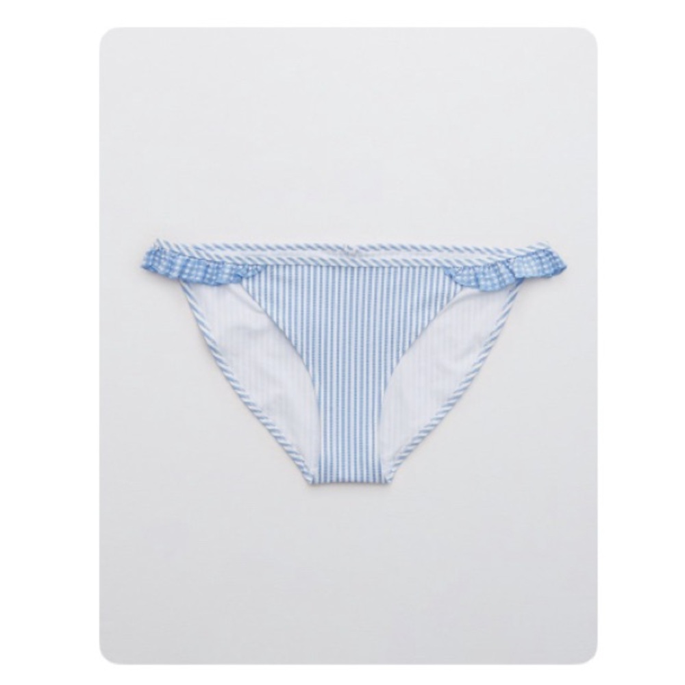 aerie Blue and White Striped Bikini Bottom